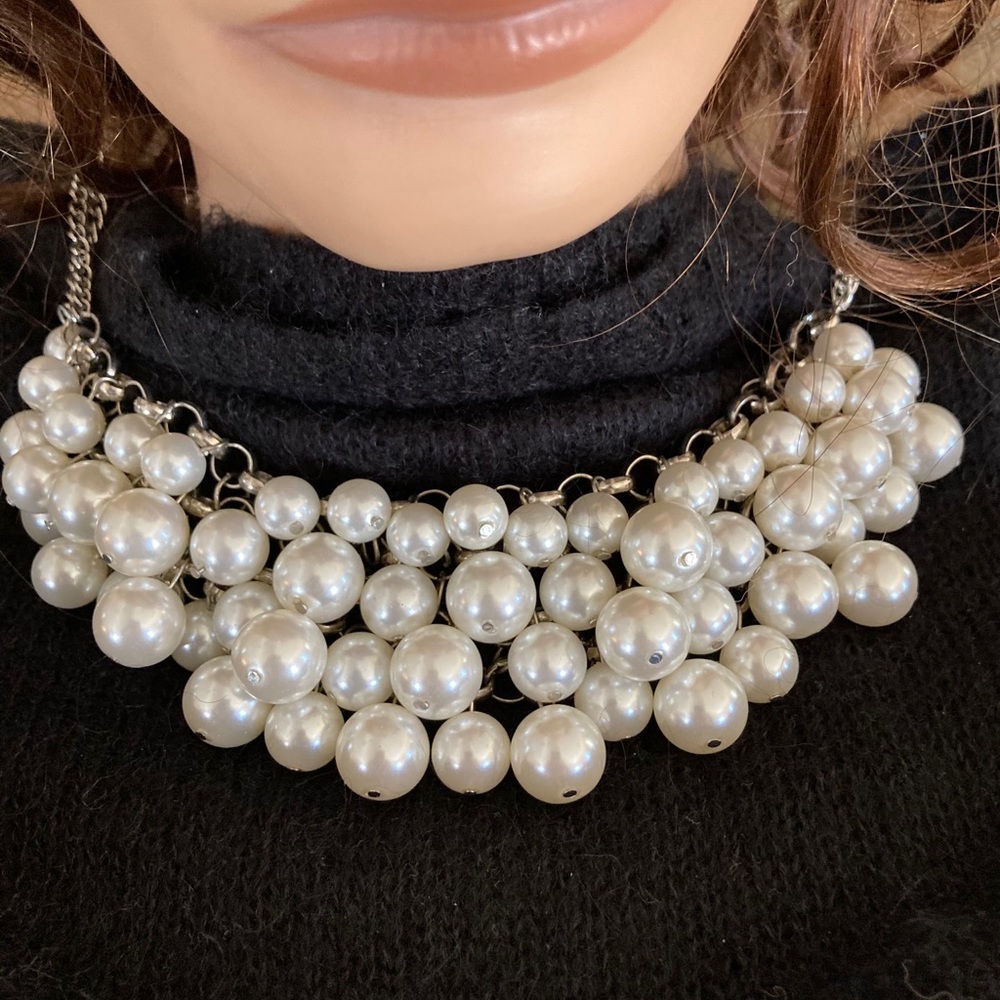 Pearl layered bib necklace